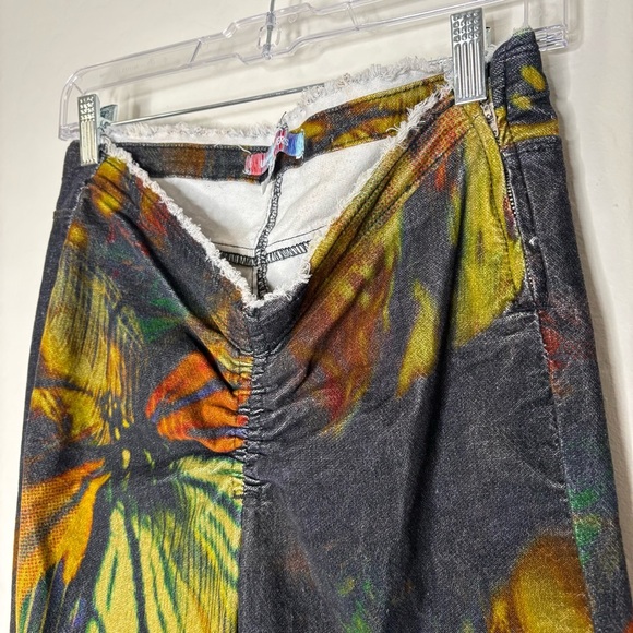 Urban Outfitters Butterfly Print Velvet Flare Pants V Front Ruched Waist Y2K 29 - Picture 5 of 7